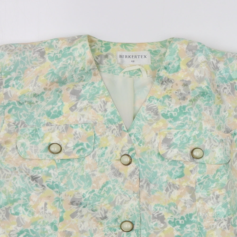 Berkertex Womens Green Geometric  Basic Blouse Size 12