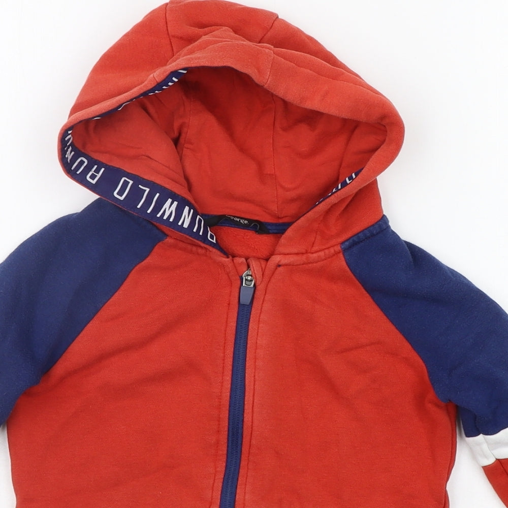 George Boys Red   Full Zip Hoodie Size 3-4 Years