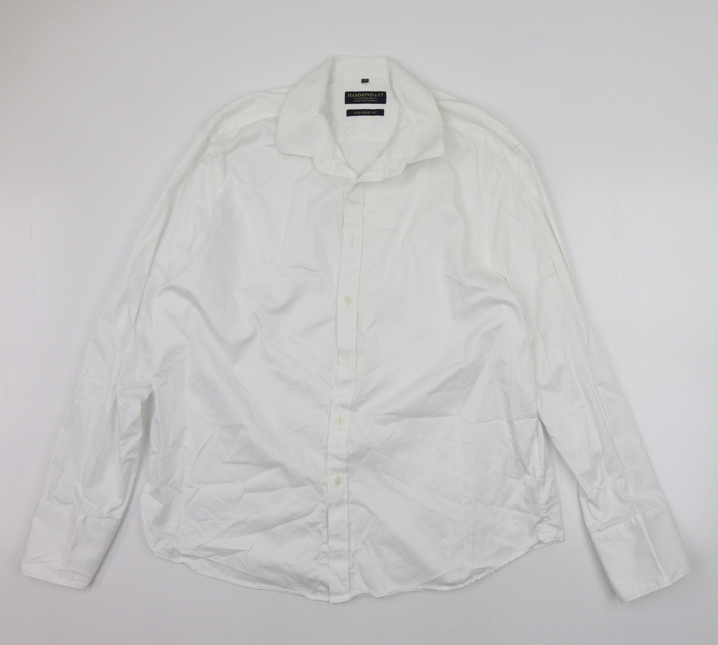 Hammond & Co. Mens White    Button-Up Size 18.5