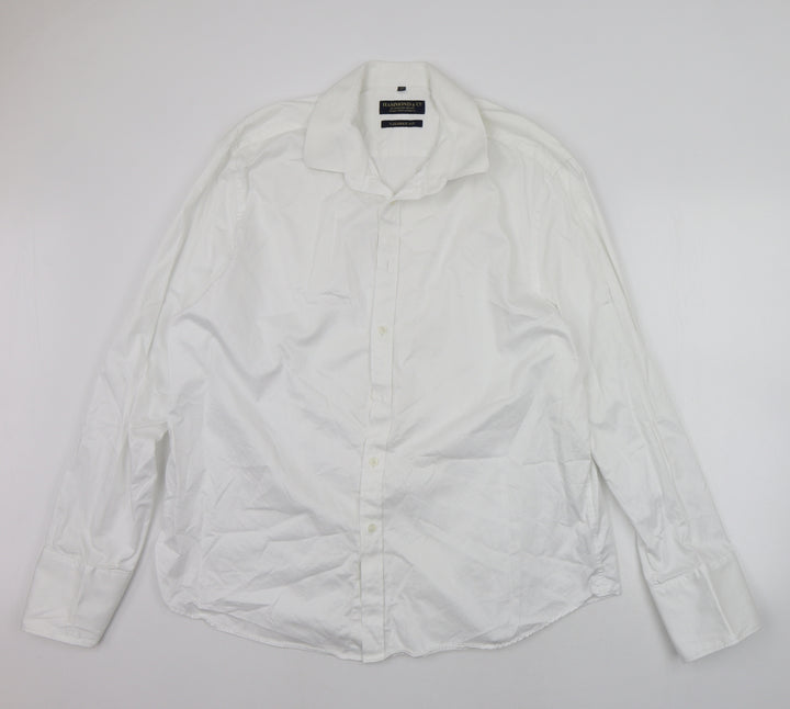 Hammond & Co. Mens White    Button-Up Size 18.5