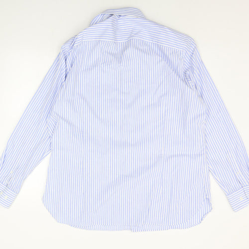Hammond & Co. Mens Blue Striped   Button-Up Size 18