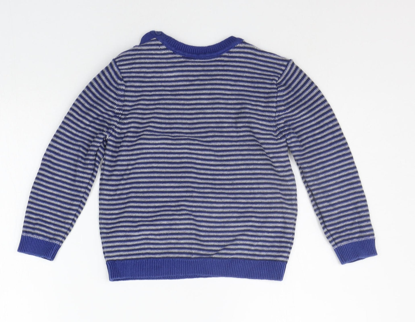 Mothercare Boys Blue Striped  Pullover Jumper Size 3-4 Years  - SEQUIN