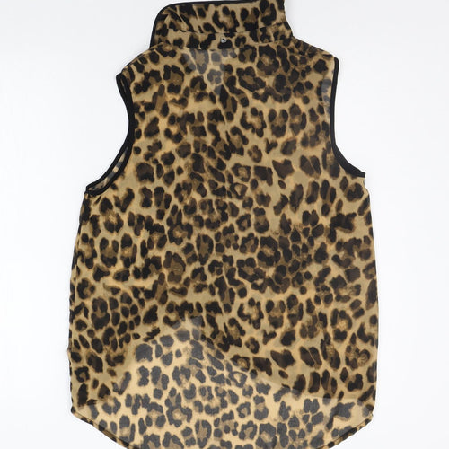 FOREVER 21 Womens Beige Animal Print  Basic Button-Up Size M