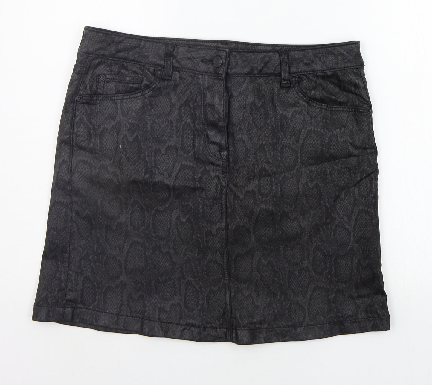 Marks and Spencer Womens Grey Animal Print  A-Line Skirt Size 12