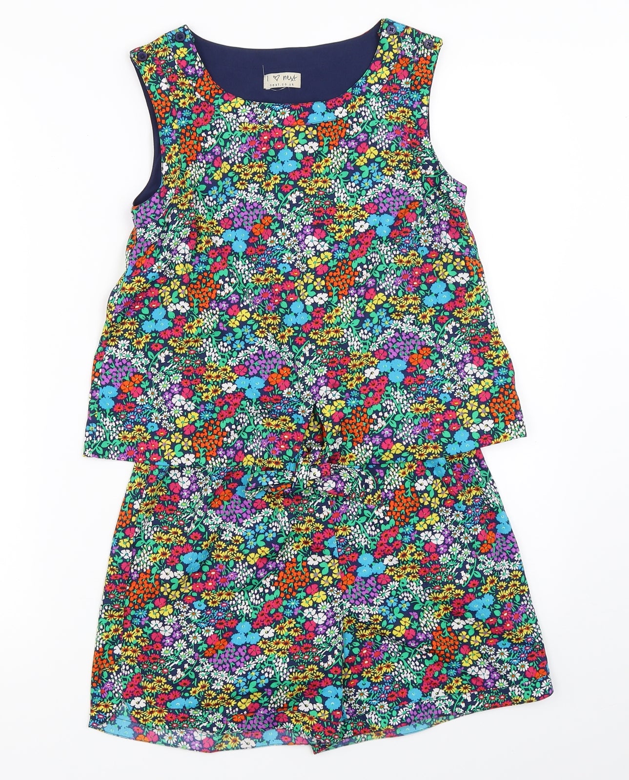 NEXT Girls Blue Floral  Playsuit One-Piece Size 11 Years