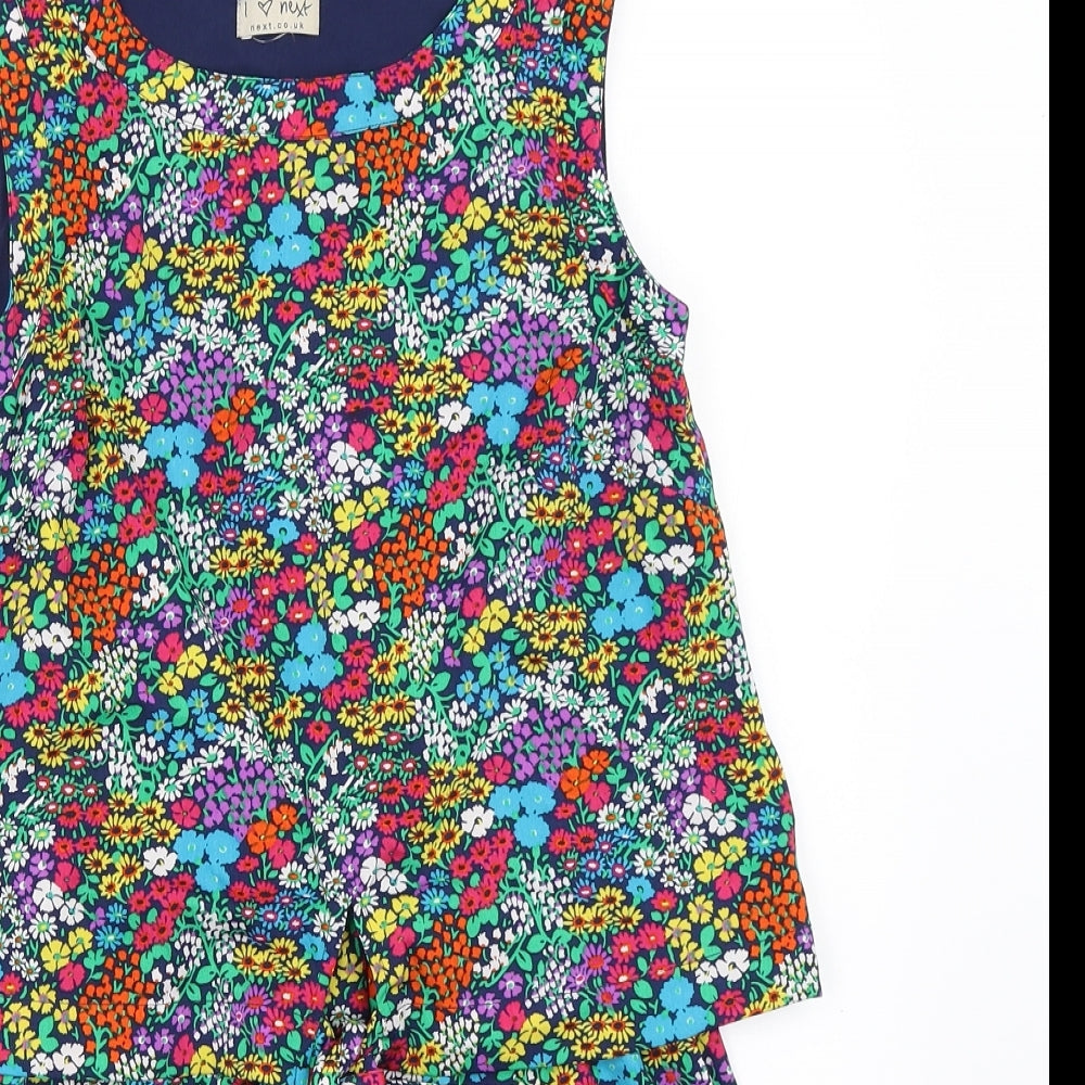 NEXT Girls Blue Floral  Playsuit One-Piece Size 11 Years