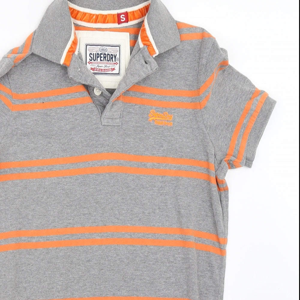 Superdry Mens Grey Striped   Polo Size S