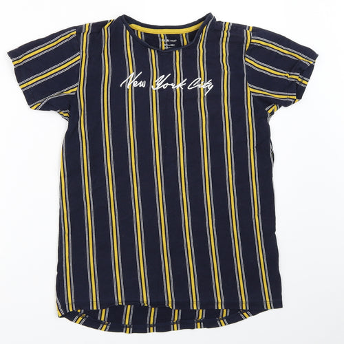 Primark Boys Blue Striped  Basic T-Shirt Size 10-11 Years