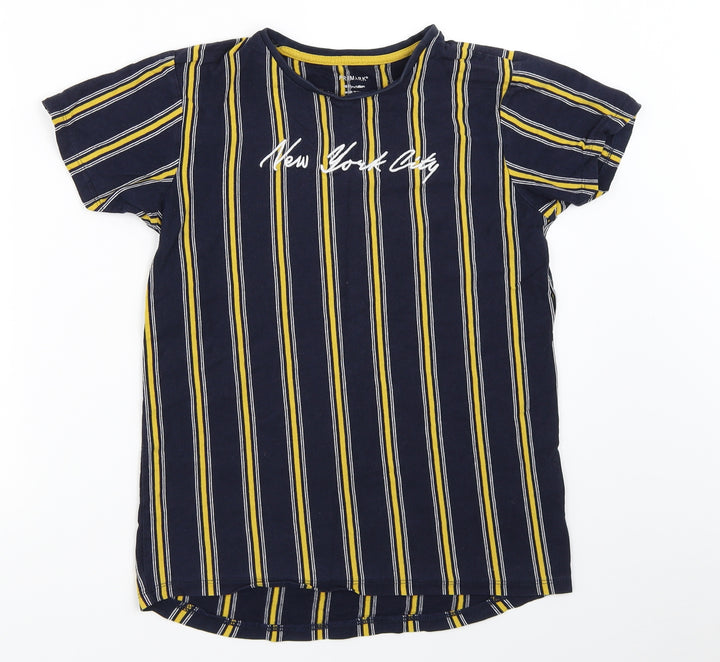 Primark Boys Blue Striped Basic T-Shirt Size 10-11 Years