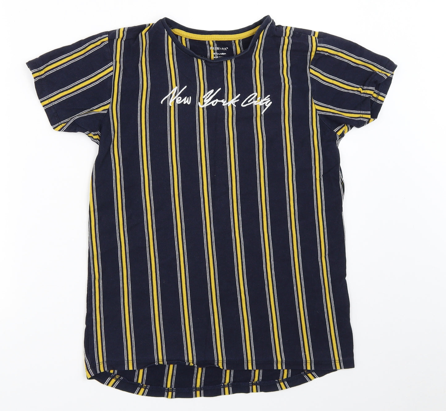 Primark Boys Blue Striped  Basic T-Shirt Size 10-11 Years