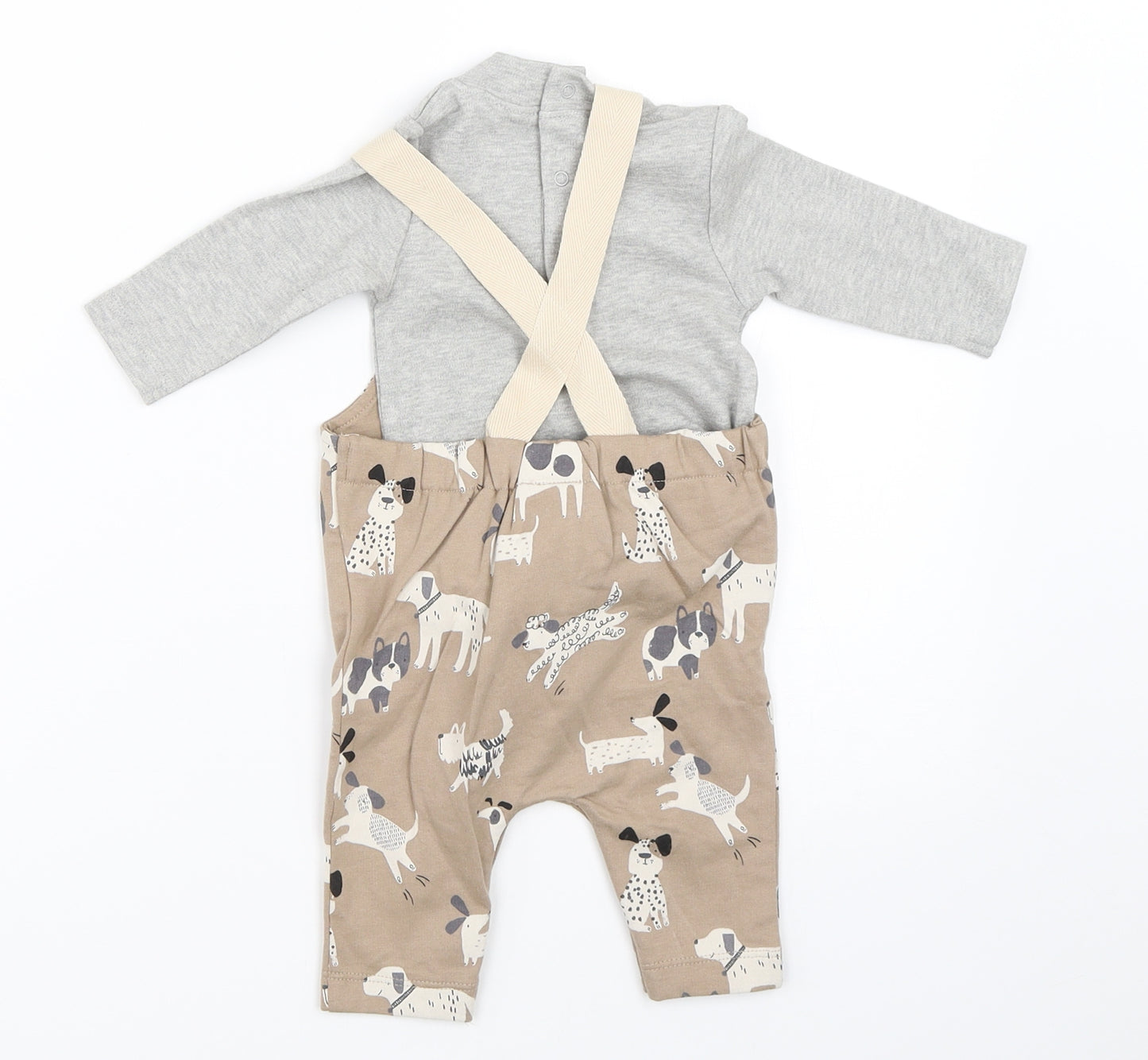 NEXT Boys Beige   Dungaree One-Piece Size 0-3 Months