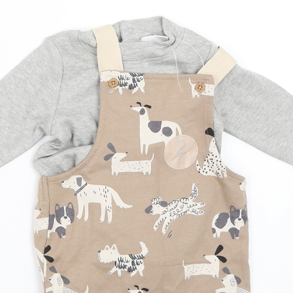 NEXT Boys Beige   Dungaree One-Piece Size 0-3 Months