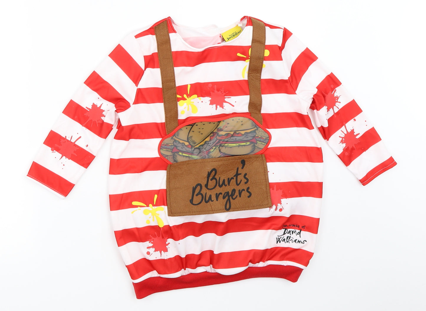 George Boys Red Striped  Basic T-Shirt Size 7-8 Years  - ratburger fancy dress