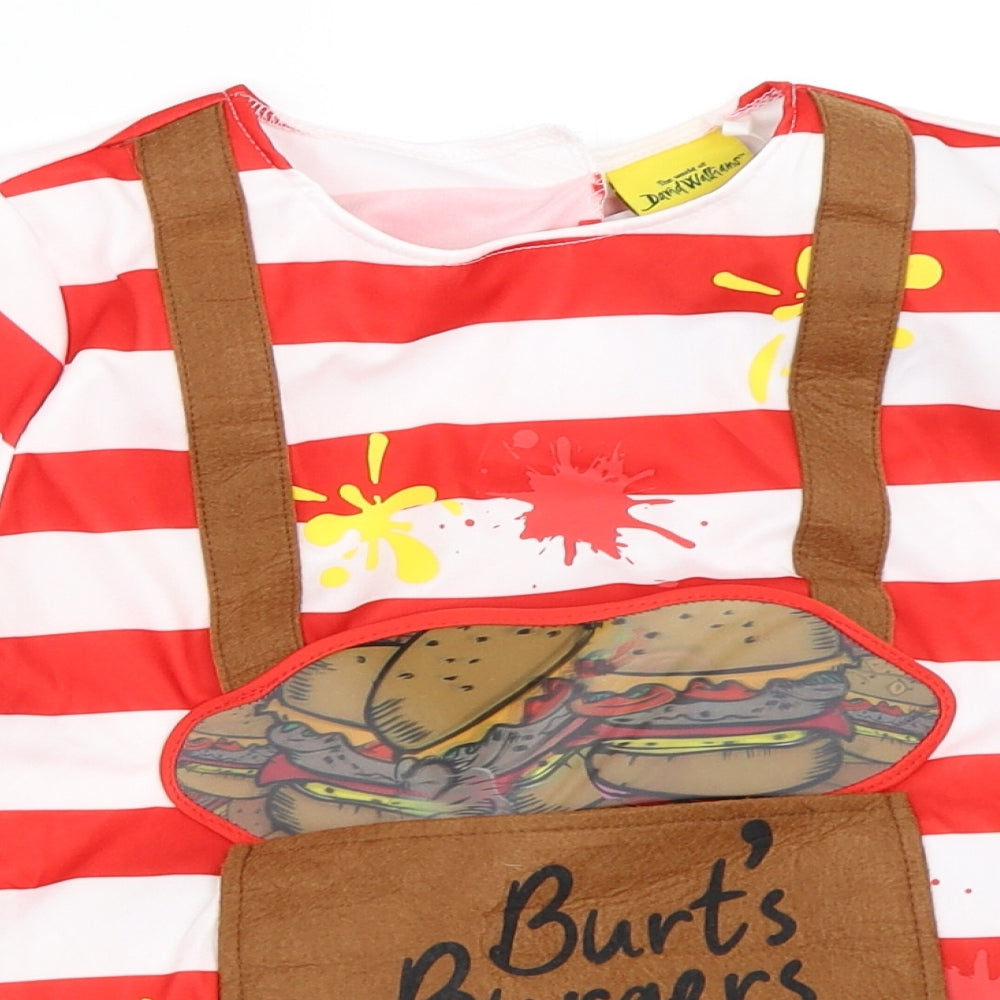 George Boys Red Striped  Basic T-Shirt Size 7-8 Years  - ratburger fancy dress