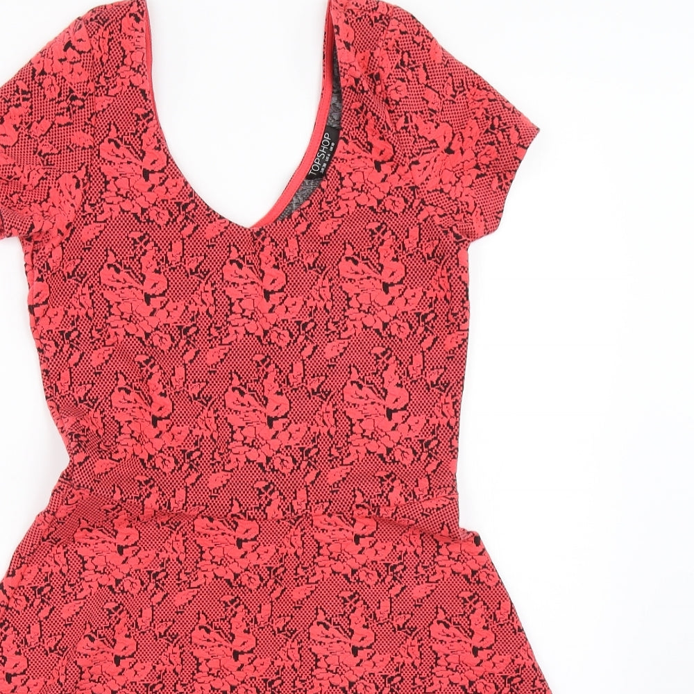 Topshop Womens Pink   Fit & Flare  Size 10