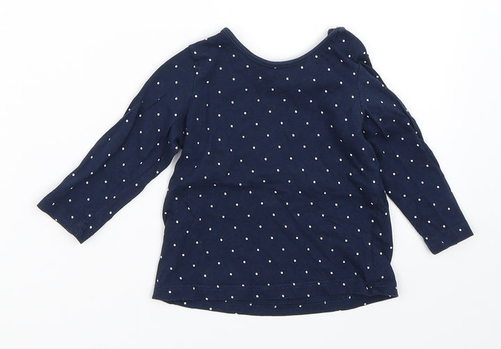 H&M Girls Blue Polka Dot  Basic T-Shirt Size 6-9 Months