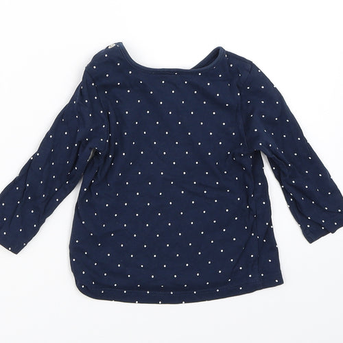 H&M Girls Blue Polka Dot  Basic T-Shirt Size 6-9 Months