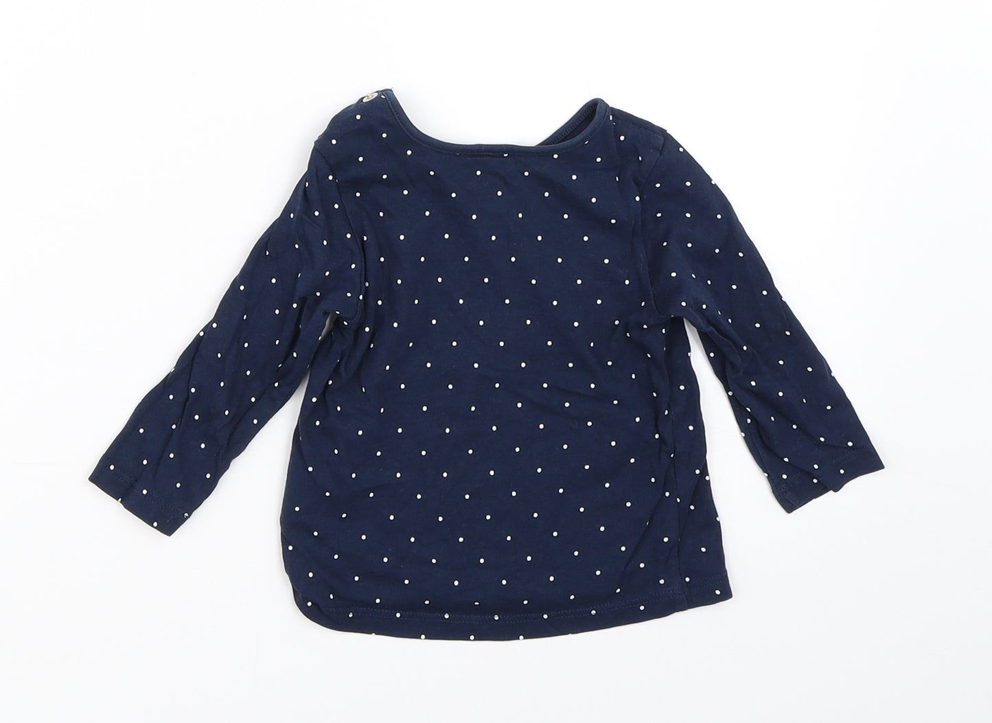 H&M Girls Blue Polka Dot  Basic T-Shirt Size 6-9 Months