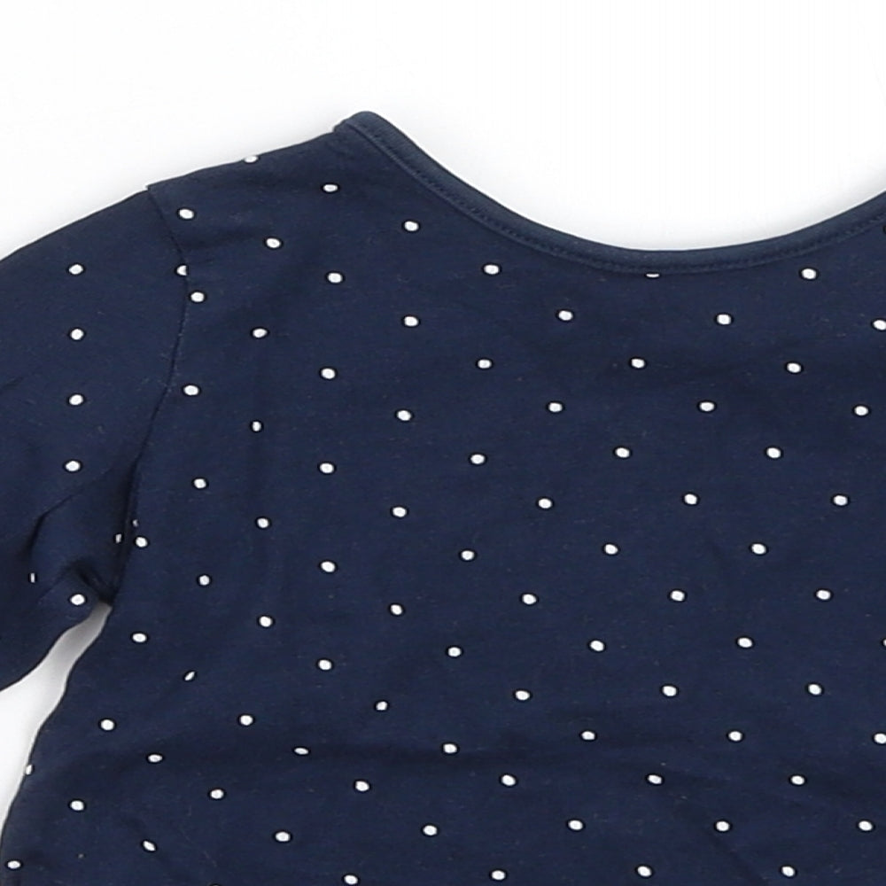 H&M Girls Blue Polka Dot  Basic T-Shirt Size 6-9 Months