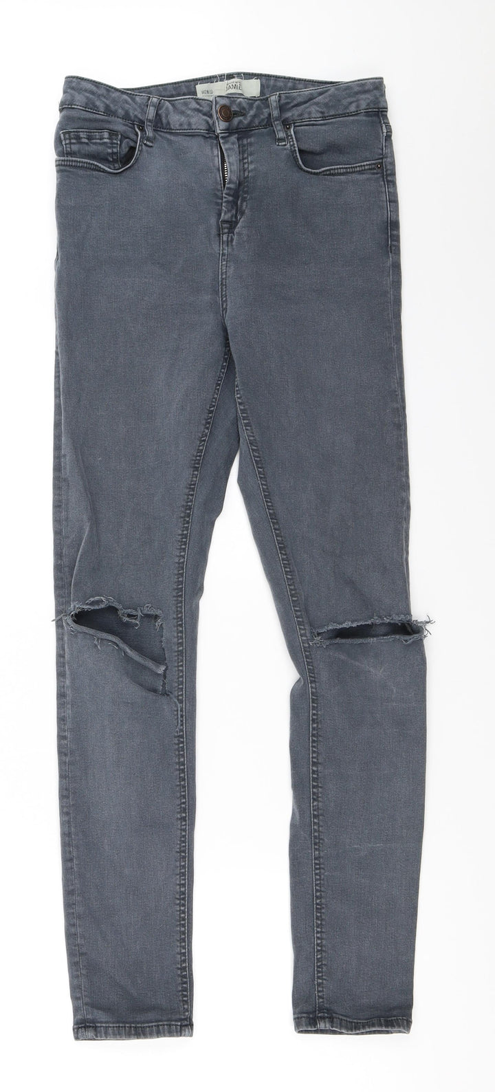 Topshop Womens Grey Skinny Jeans Size 28 in L32 in - jamie jeans