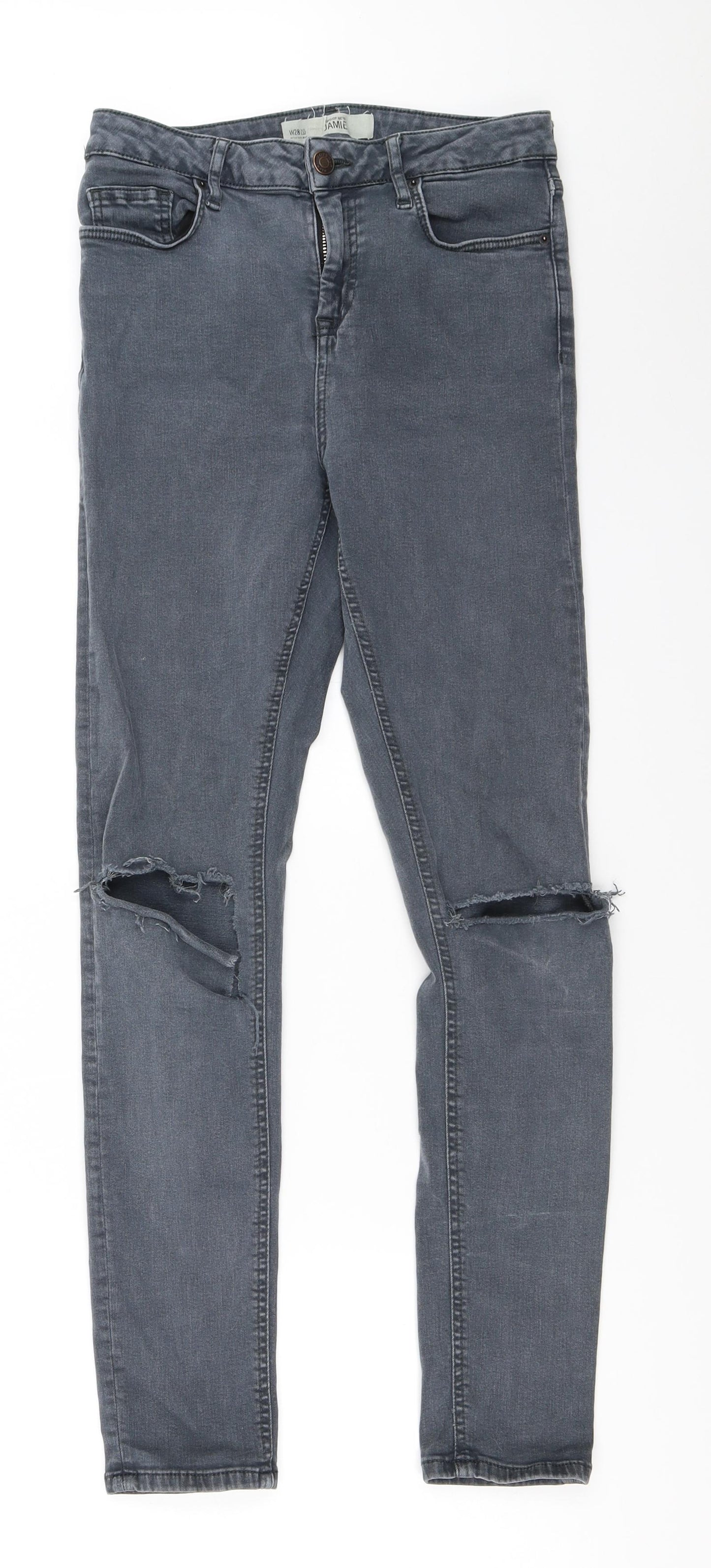 Topshop Womens Grey   Skinny Jeans Size 28 in L32 in - jamie jeans