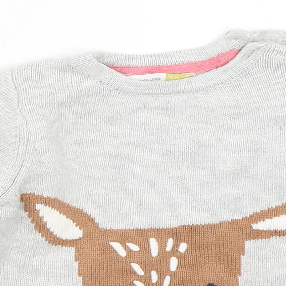 John Lewis Girls Grey   Pullover Jumper Size 12-18 Months
