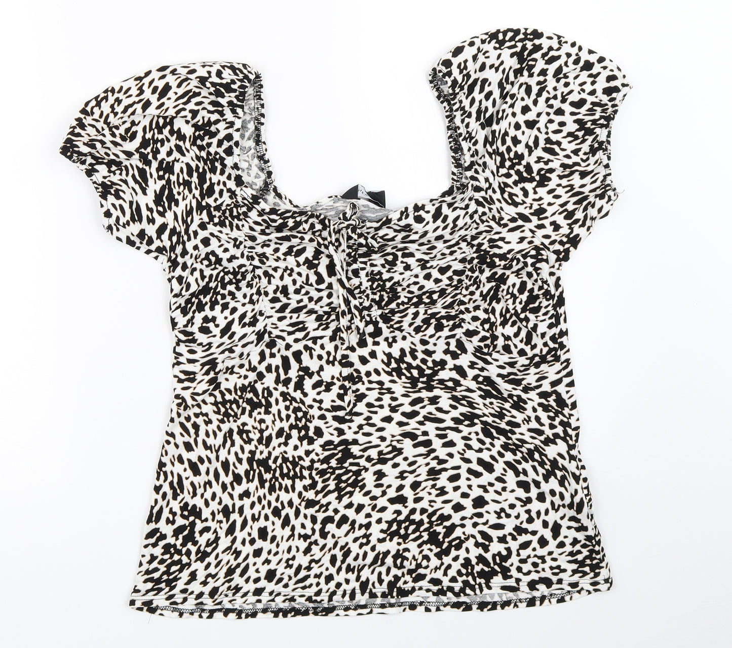 New Look Womens Ivory Animal Print  Basic T-Shirt Size 14