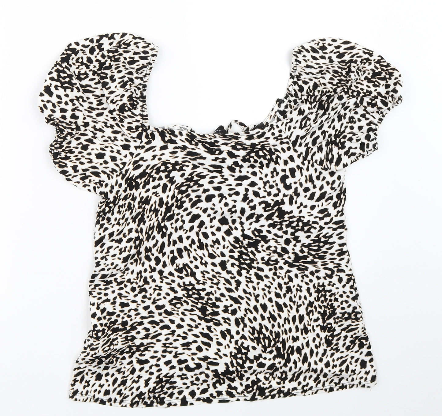 New Look Womens Ivory Animal Print  Basic T-Shirt Size 14