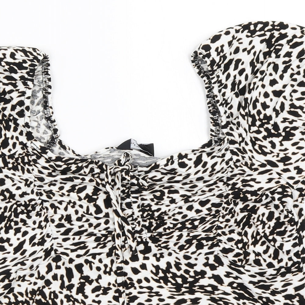 New Look Womens Ivory Animal Print  Basic T-Shirt Size 14