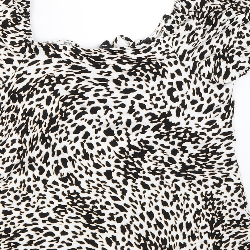 New Look Womens Ivory Animal Print  Basic T-Shirt Size 14