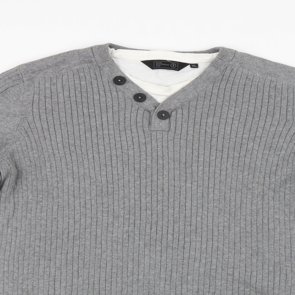 Dissident Mens Grey  Knit Pullover Jumper Size XL