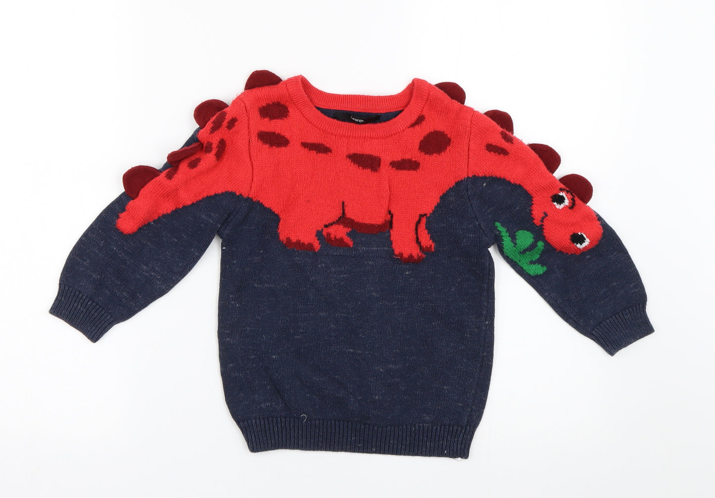 George Boys Blue  Knit Pullover Jumper Size 4-5 Years  - Dinosaur