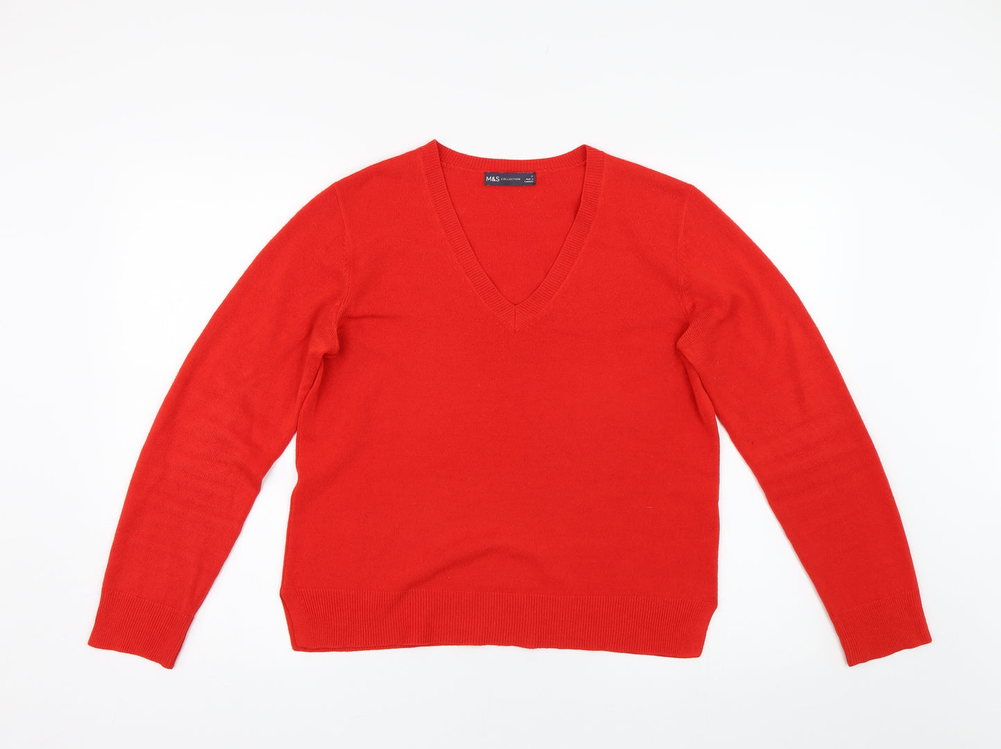 M&S Womens Red  Knit Pullover Jumper Size 12
