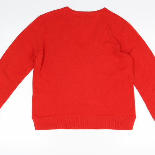 M&S Womens Red  Knit Pullover Jumper Size 12