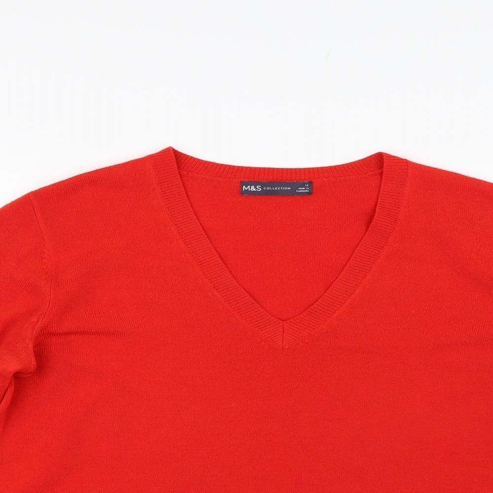 M&S Womens Red  Knit Pullover Jumper Size 12
