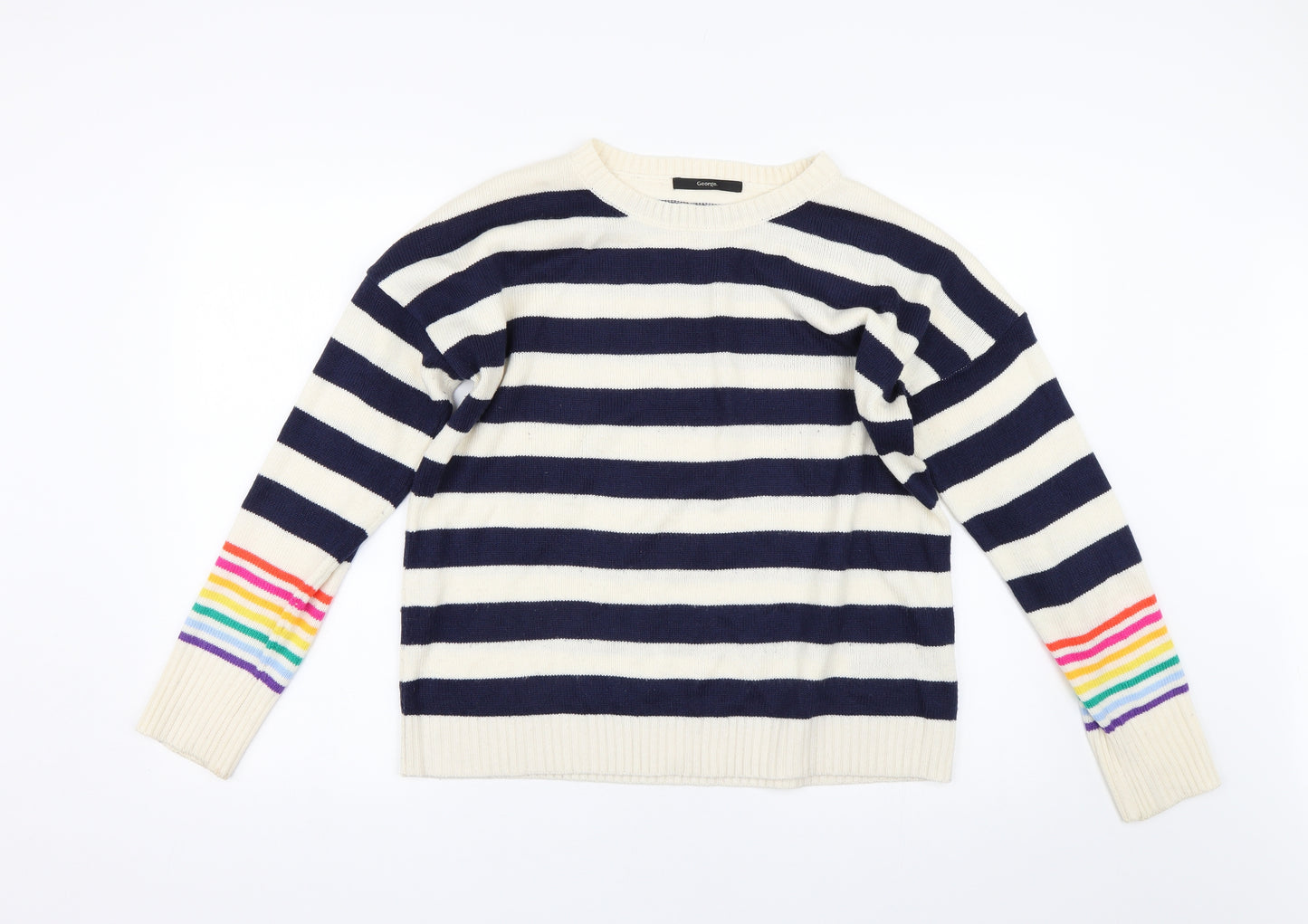 George Womens Multicoloured Striped Knit Pullover Jumper Size M