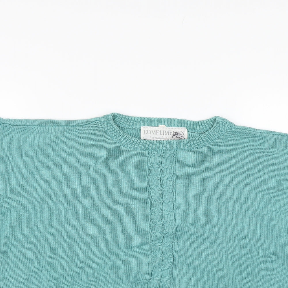 Compliments Womens Green  Knit Pullover Jumper Size M