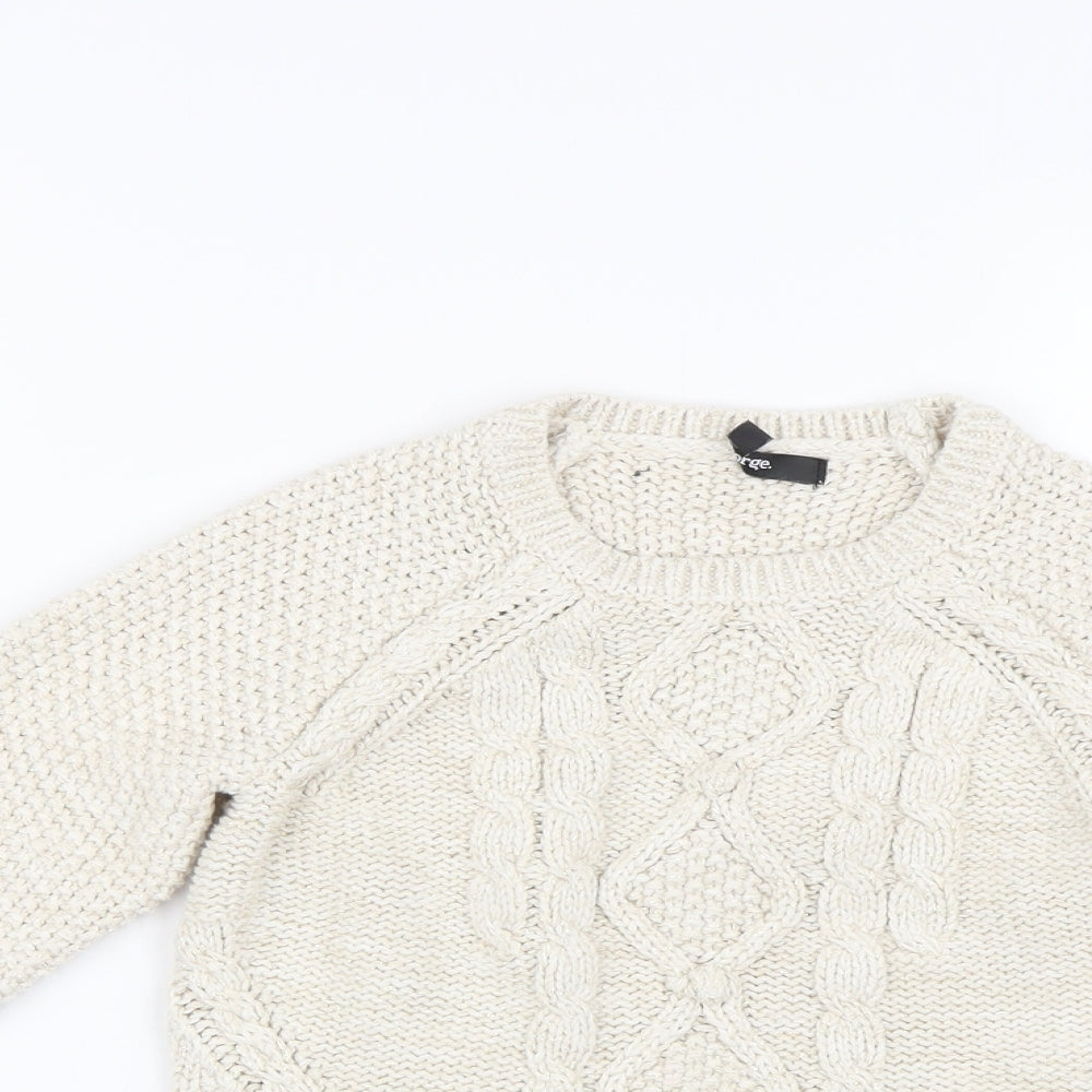 George Girls Beige Argyle/Diamond Knit Pullover Jumper Size 5-6 Years