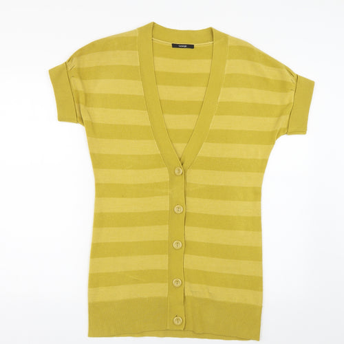 George Womens Yellow Striped Knit Cardigan Jumper Size 12