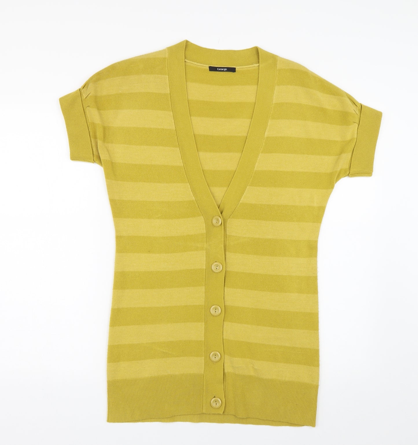 George Womens Yellow Striped Knit Cardigan Jumper Size 12
