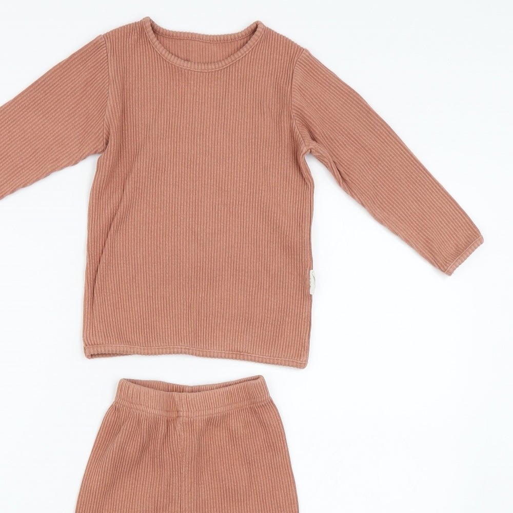 Dream Bug Girls Orange Solid   Lounge Set Size 2-3 Years