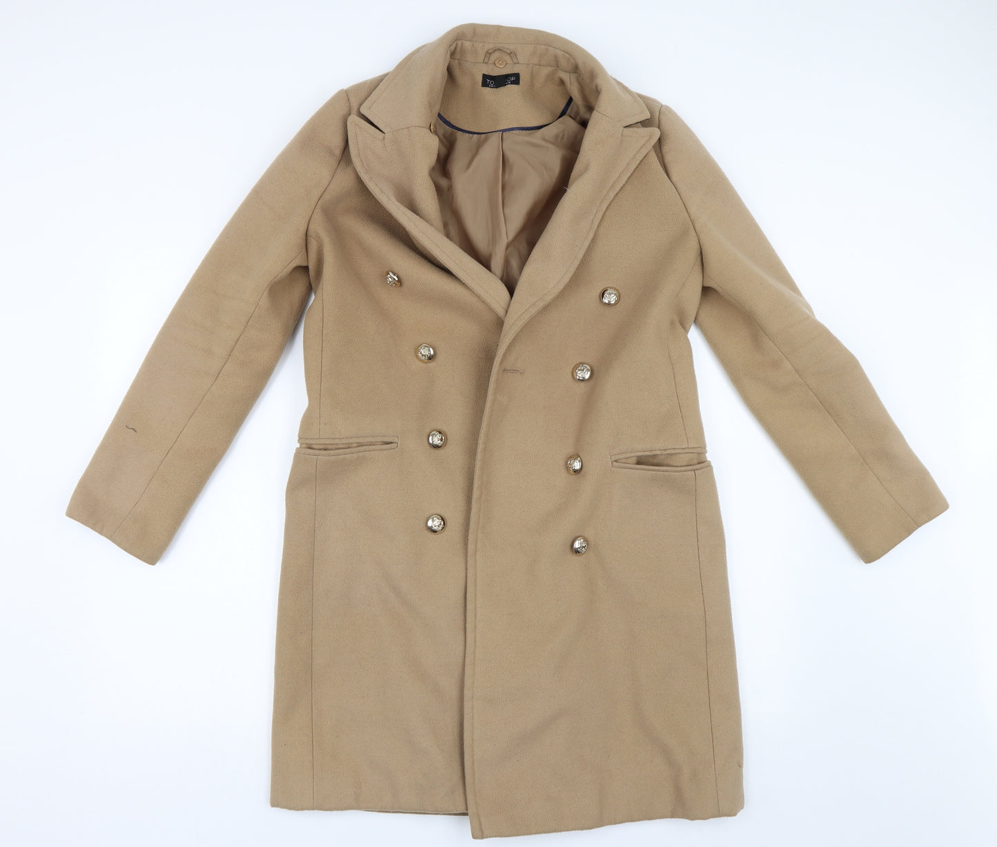 Topshop Womens Brown   Overcoat Coat Size 10  - Double Breasted