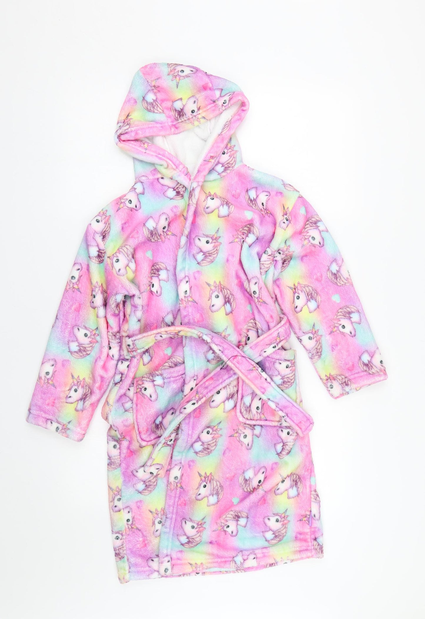Tesco Girls Multicoloured Solid Fleece  Gown Size 7-8 Years  - Unicorns
