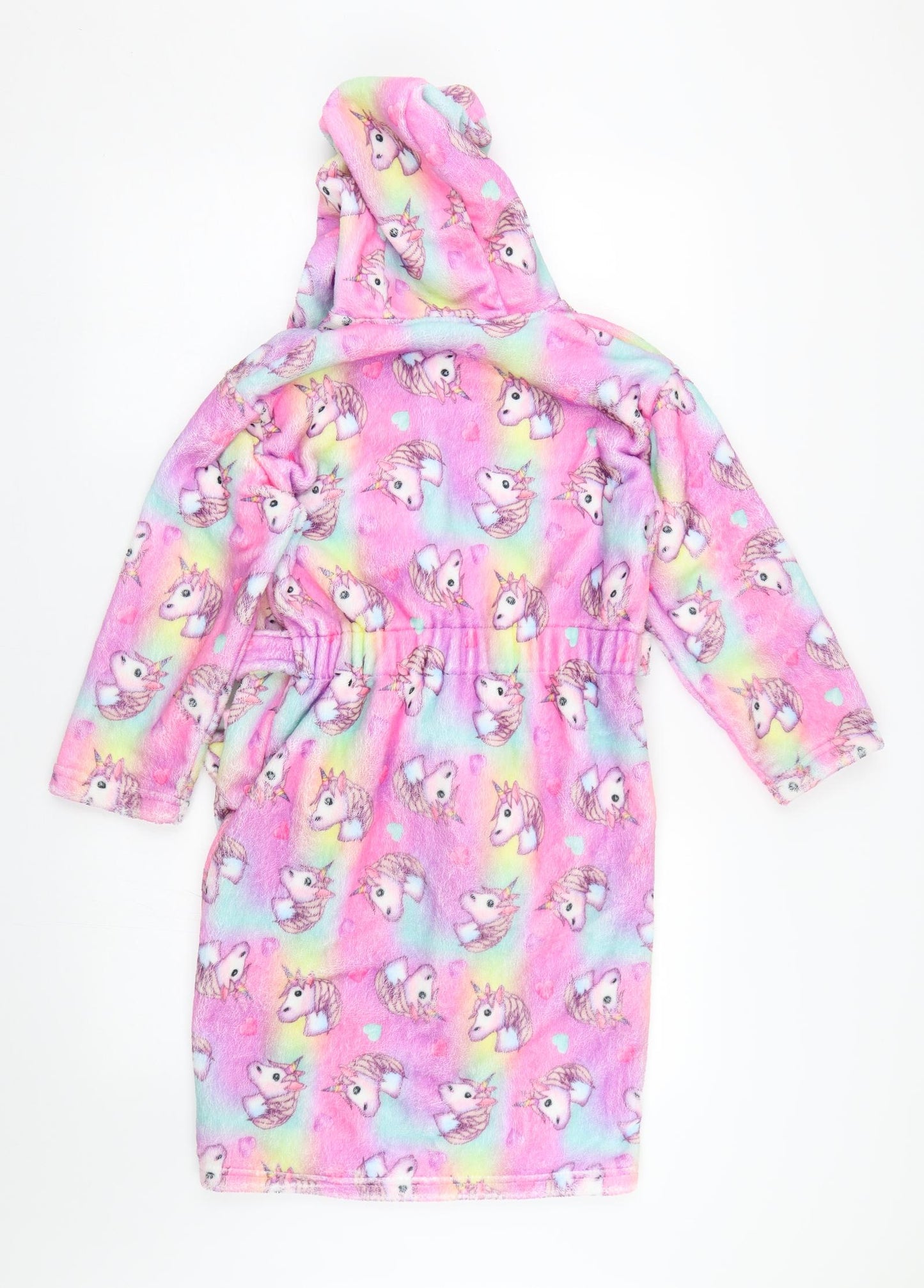 Tesco Girls Multicoloured Solid Fleece  Gown Size 7-8 Years  - Unicorns