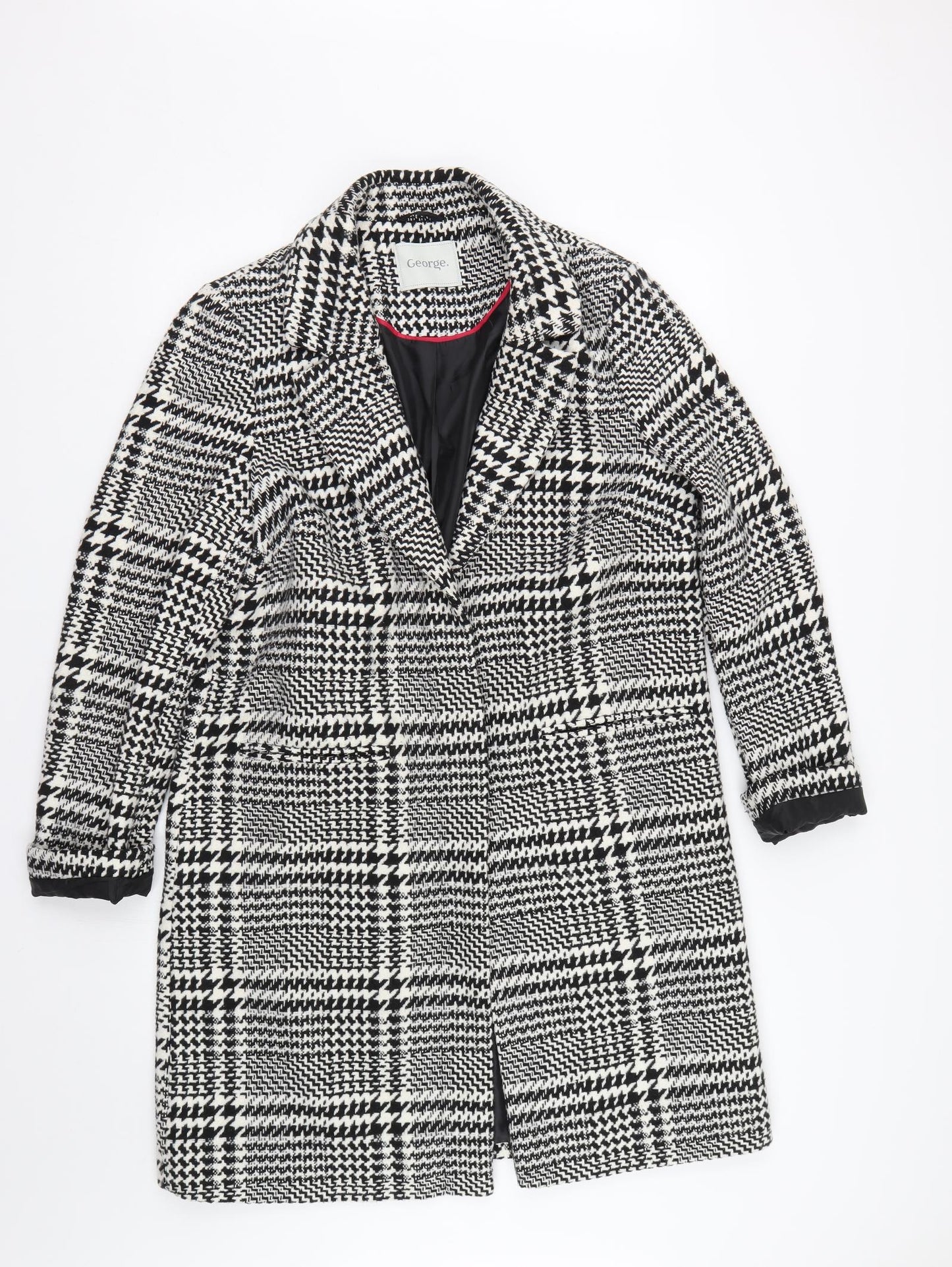 George Womens Multicoloured Houndstooth  Overcoat Coat Size 14