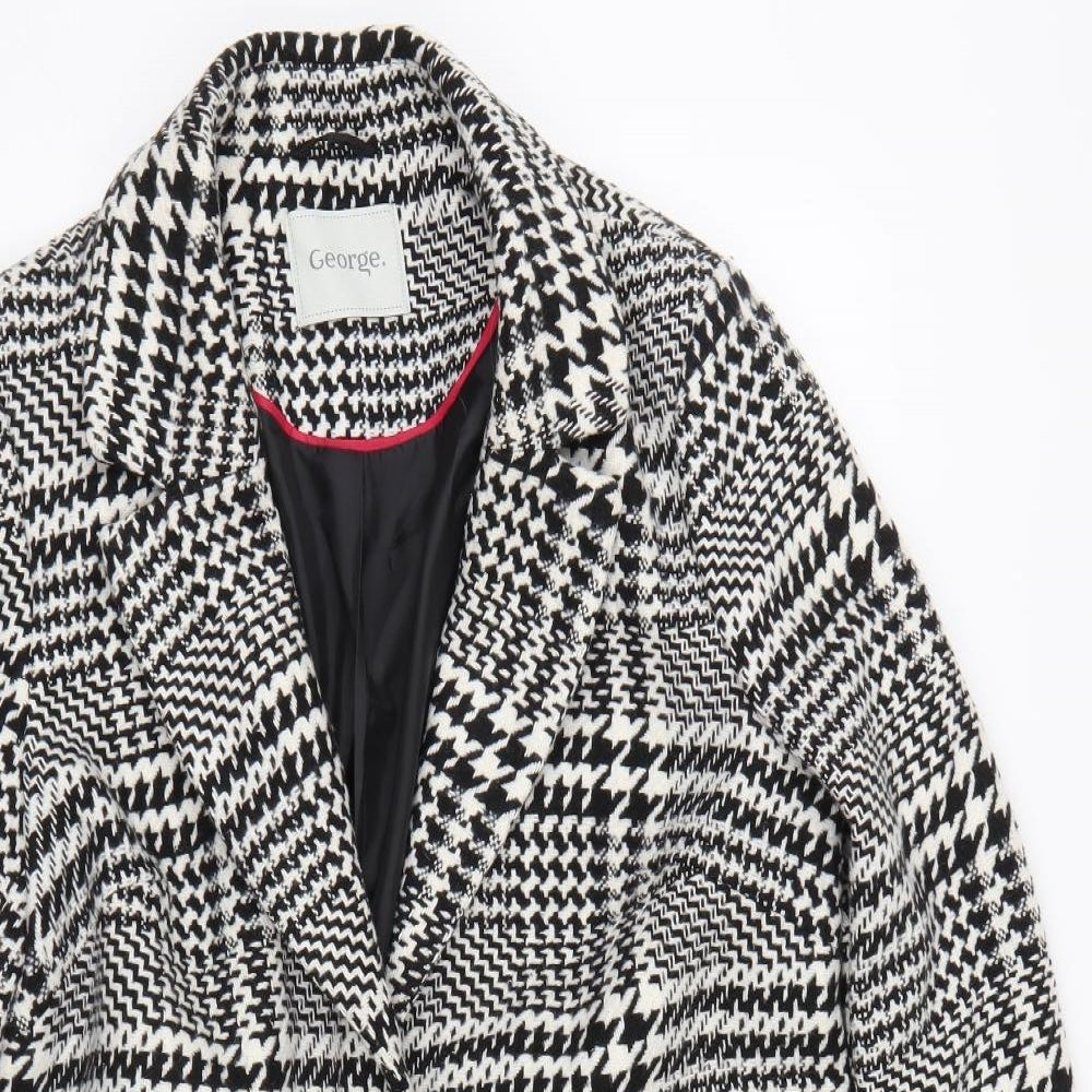 George Womens Multicoloured Houndstooth  Overcoat Coat Size 14
