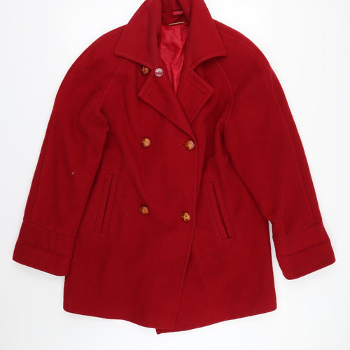 Essentials Womens Red   Overcoat Coat Size 14