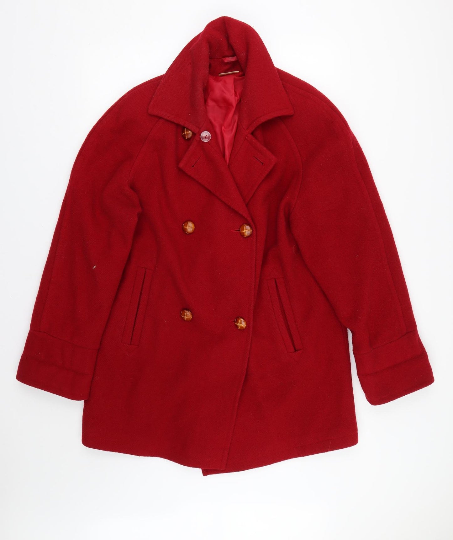 Essentials Womens Red   Overcoat Coat Size 14