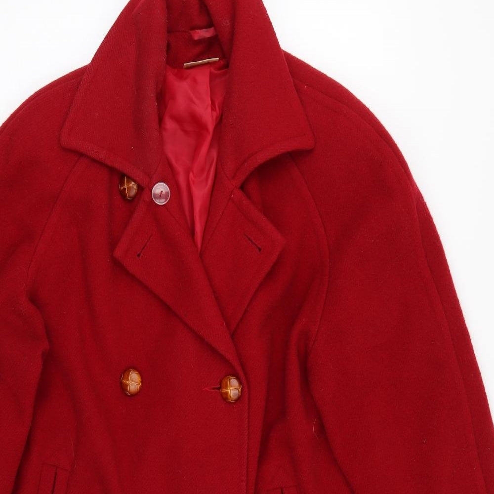 Essentials Womens Red   Overcoat Coat Size 14