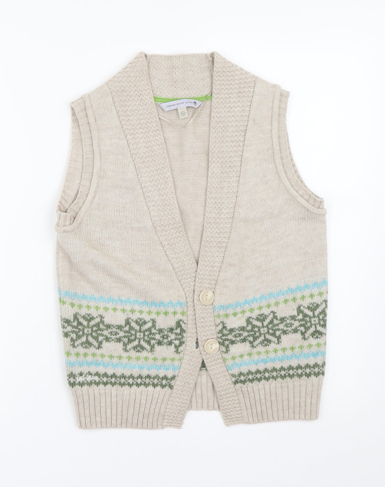 Fat Face Womens Beige Geometric Knit Cardigan Jumper Size 10
